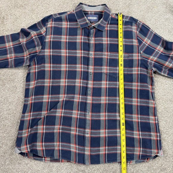 32 Bar Blues Plaid Twill Flannel Button Shirt XXL Blue Red Long Sleeve Casual - Picture 4 of 8